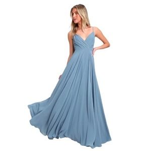 Lulu’s All About Love Slate Blue Maxi Dress-M